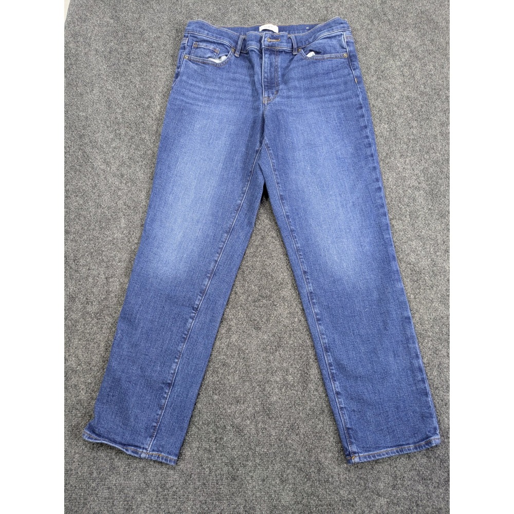 Loft Outlet Boyfriend Jeans Women 10 Blue Medium Wash Stretch Straight Leg